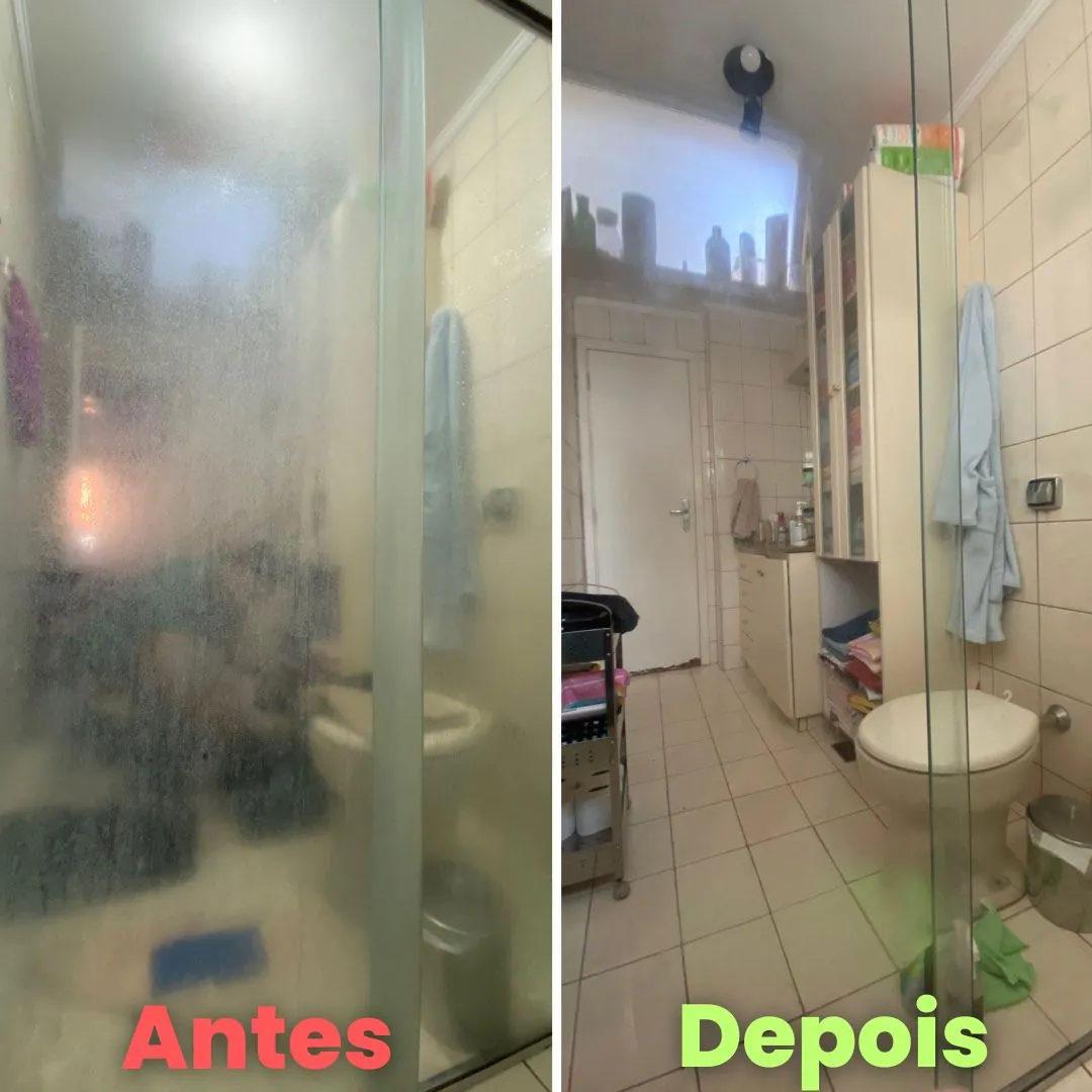 Box totalmente esbranquiçado antes, cristalino depois